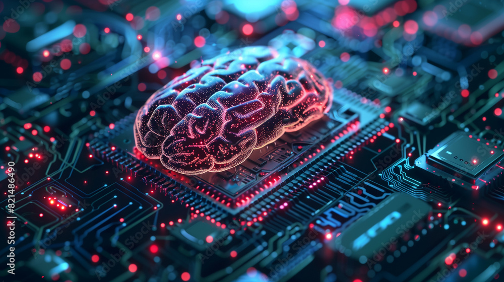 Fototapeta premium Computer Circuit Board With Brain