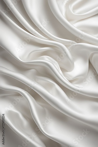 Soft White Blurred Background Texture: Elegant and Peaceful Satin Fabric with Silky Ripple Effect, Luxurious Smooth Material for Fashion, Beauty Design, Home Décor, and Creative Projects