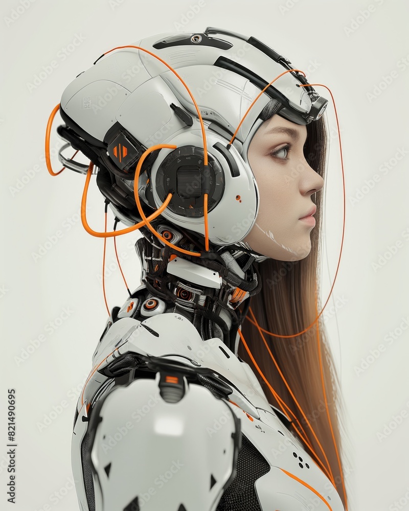 Fototapeta premium Futuristic Female Cyborg with Detailed Suit