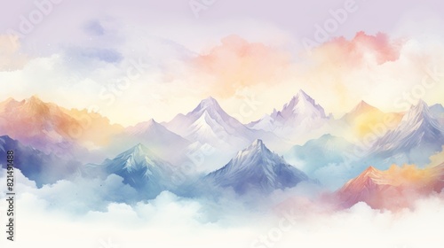 illustration watercolor mountains multicolored wallpaper background