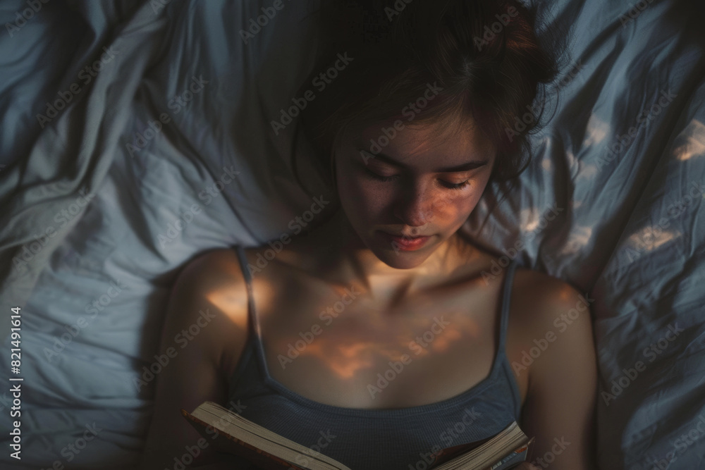Girlfriend with a diary about all her boyfriends in bed reading her memories Girlfriend with a diary about all her boyfriends in bed reading her memories