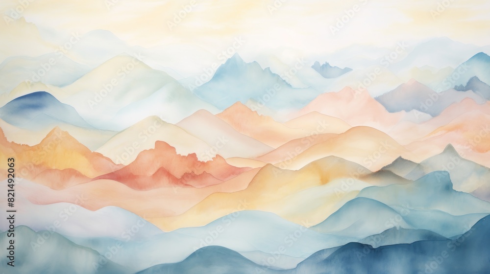 illustration watercolor mountains multicolored wallpaper background