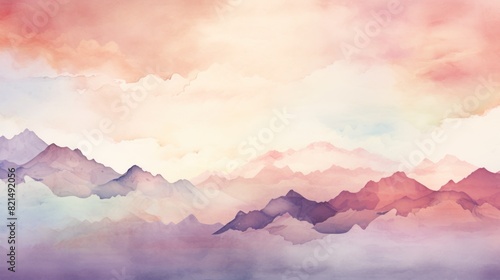 illustration watercolor mountains multicolored wallpaper background © Art Wall