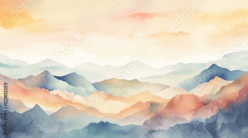 illustration watercolor mountains multicolored wallpaper background