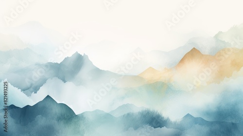illustration watercolor mountains multicolored wallpaper background © Art Wall