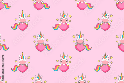 Cute Cartoon Unicorn Pattern.