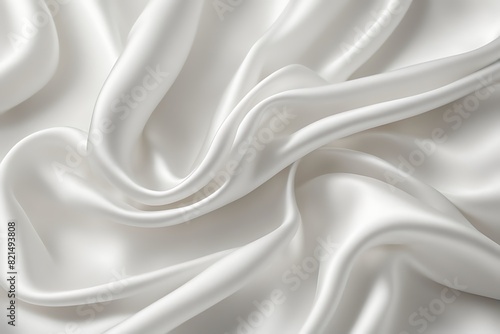 Soft White Blurred Background Texture: Elegant and Peaceful Satin Fabric with Silky Ripple Effect, Luxurious Smooth Material for Fashion, Beauty Design, Home Décor, and Creative Projects