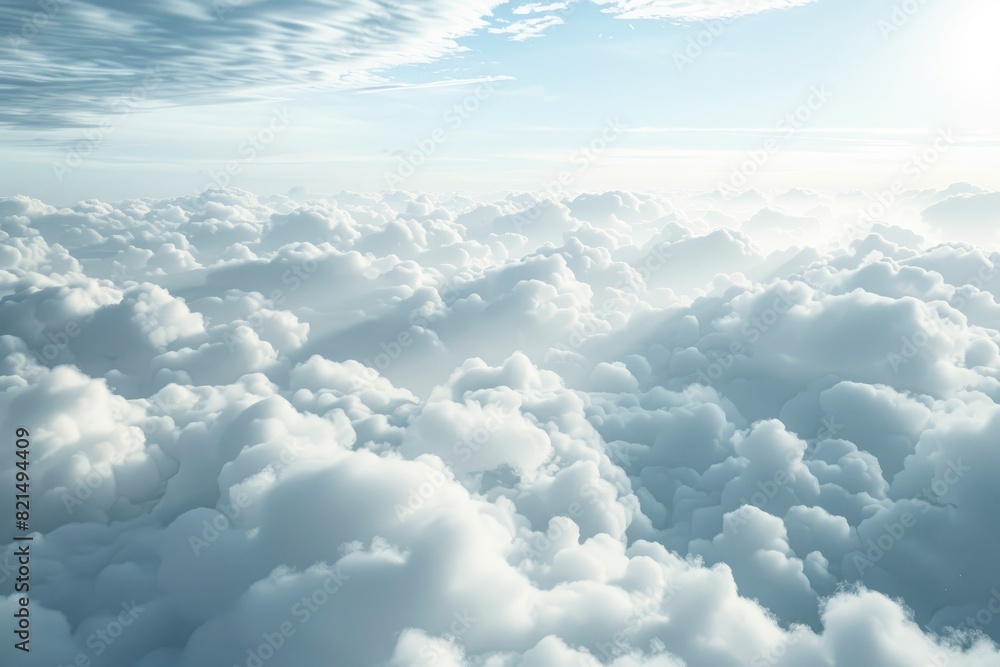 High nature view large white clouds on soft sky background in the morning, View of white cloudy on the plane - generative ai High nature view large white clouds on soft sky background in the morning, View of white cloudy on the plane - generative ai