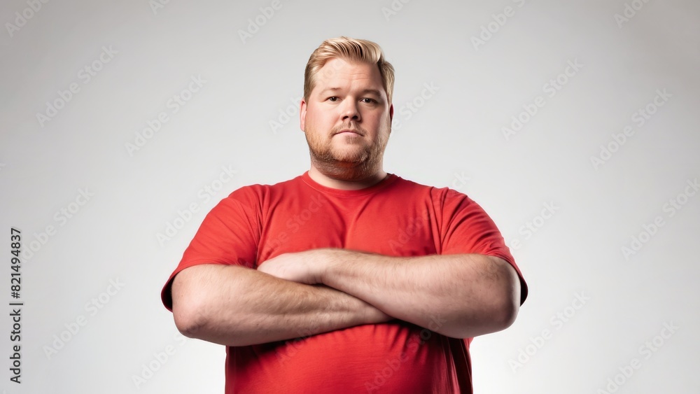 Fat man in T-shirt on light background Fat man in T-shirt on light background