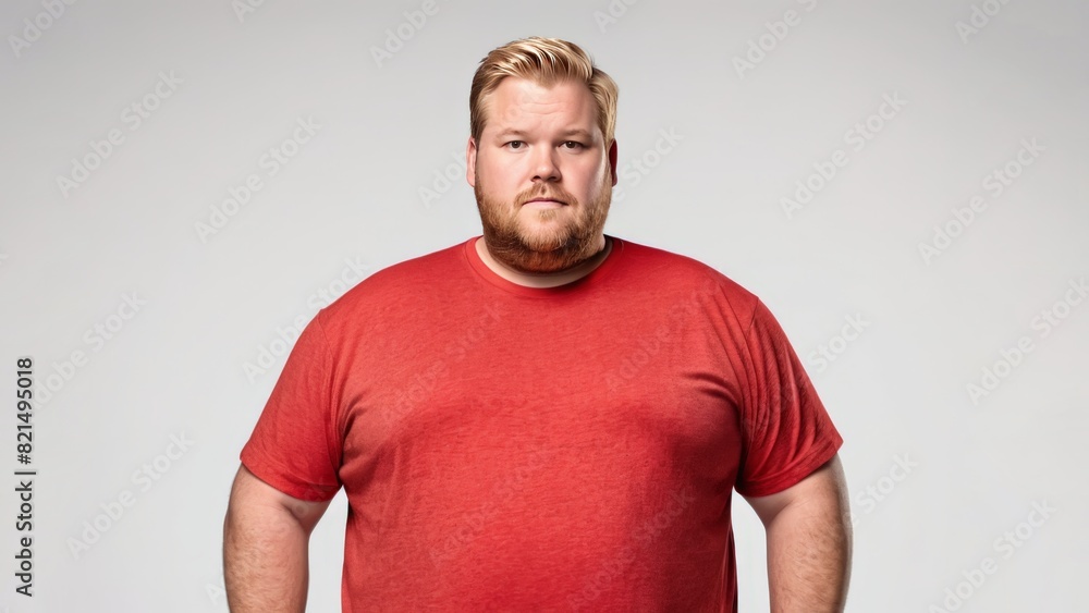 Fat man in T-shirt on light background Fat man in T-shirt on light background