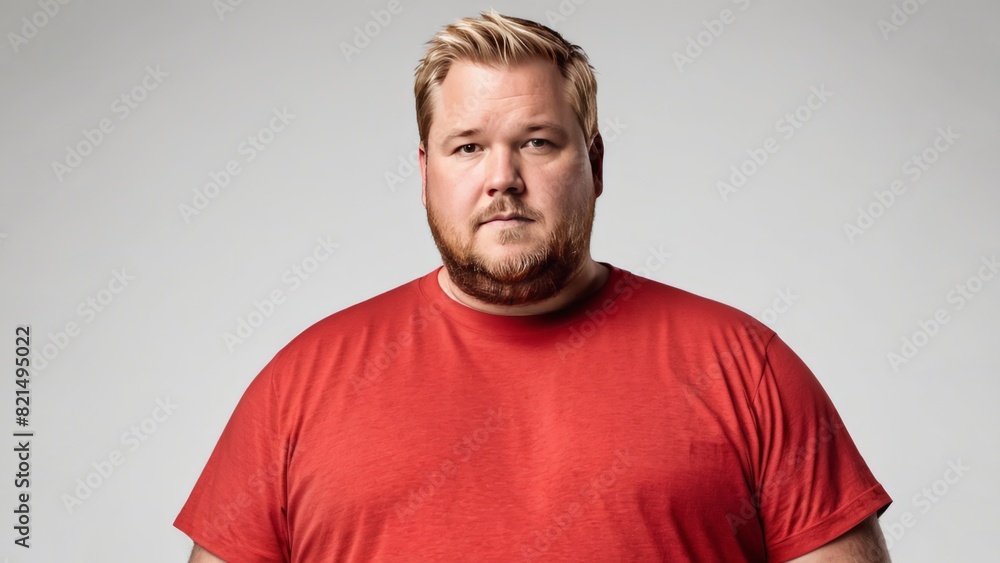 Fat man in T-shirt on light background Fat man in T-shirt on light background