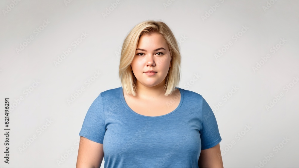 Obraz premium Chubby blonde woman on a light isolated background 