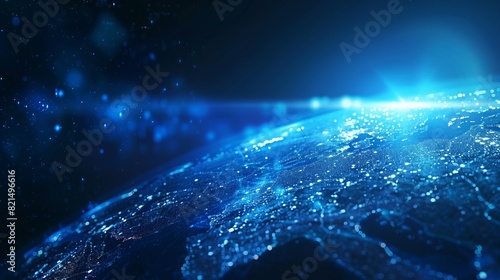 Cosmic Illumination, Radiant Blue Energy Encircling the Earth from Space