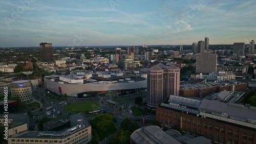 Wallpaper Mural Aerial drone view of Essen city center, also known as Essen-Stadtkern, in Germany at sunset.  Torontodigital.ca