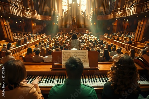 Wallpaper Mural Organist creating mesmerizing atmosphere with awe-inspiring music in front of captivated audience Torontodigital.ca