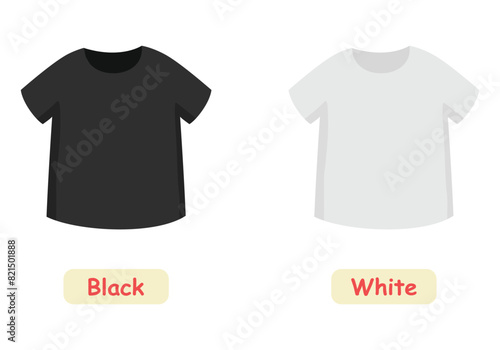 Opposite words antonym black and white illustration of t shirt