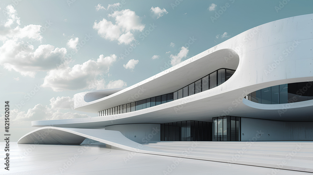 Contemporary white building with modern architecture Contemporary white building with modern architecture