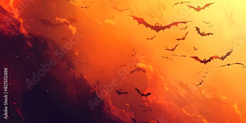 Sinister Sunset Abstract Orange Gradient for Halloween Atmosphere. Spooky Shades, Haunting Hues, Ghostly Glow, Mystic Midtones