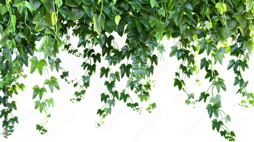 Green leaves Javanese treebine or Grape ivy. Jungle vine hanging ivy plant bush isolated on a white background Green leaves Javanese treebine or Grape ivy. Jungle vine hanging ivy plant bush isolated on a white background