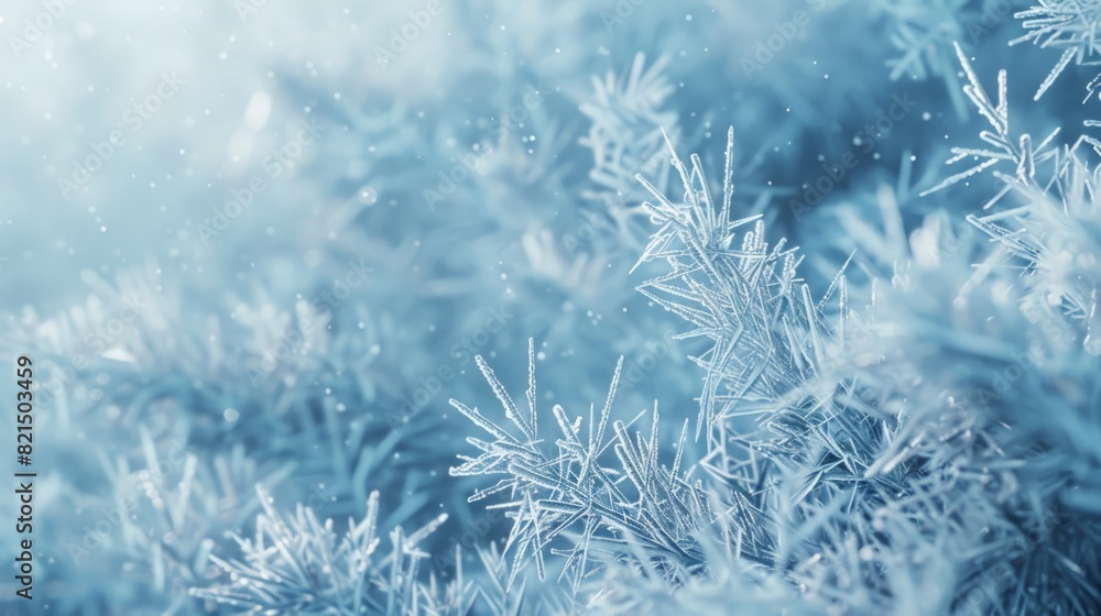 Extreme close-up highlighting the textured, frosty covering on the twigs and limbs of a snow-laden tree. Frozen botanical concept Extreme close-up highlighting the textured, frosty covering on the twigs and limbs of a snow-laden tree. Frozen botanical concept