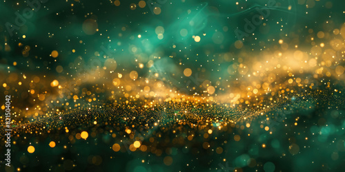 Enchanting golden bokeh lights background photo
