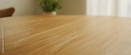 Warm wooden table - interior design themes. AI Illustration