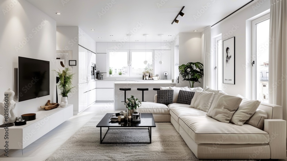 Modern elegant living room interior design composition Modern elegant living room interior design composition