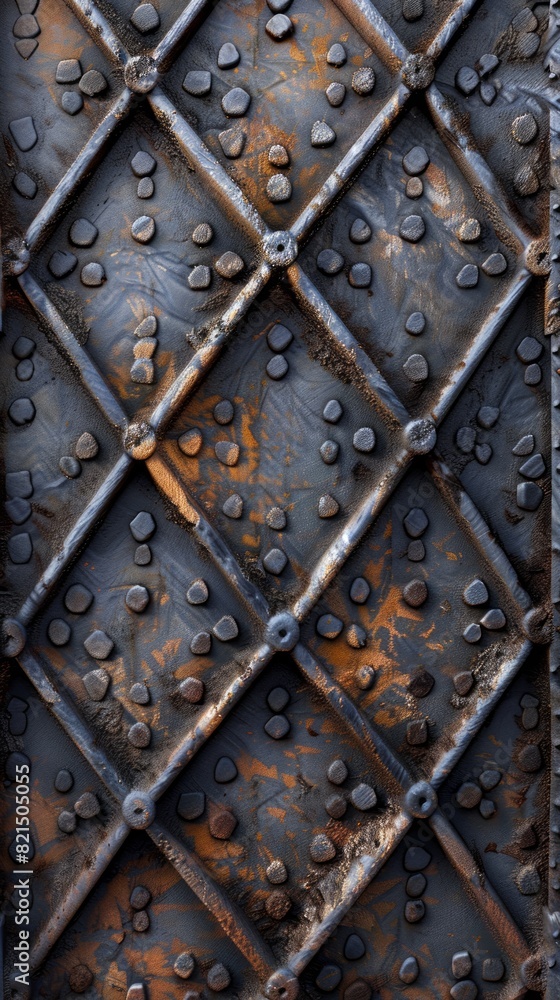 Extreme close-up emphasizing the complex interplay of squares, triangles, and worn, oxidized metal. Abstract, industrial design concept Extreme close-up emphasizing the complex interplay of squares, triangles, and worn, oxidized metal. Abstract, industrial design concept