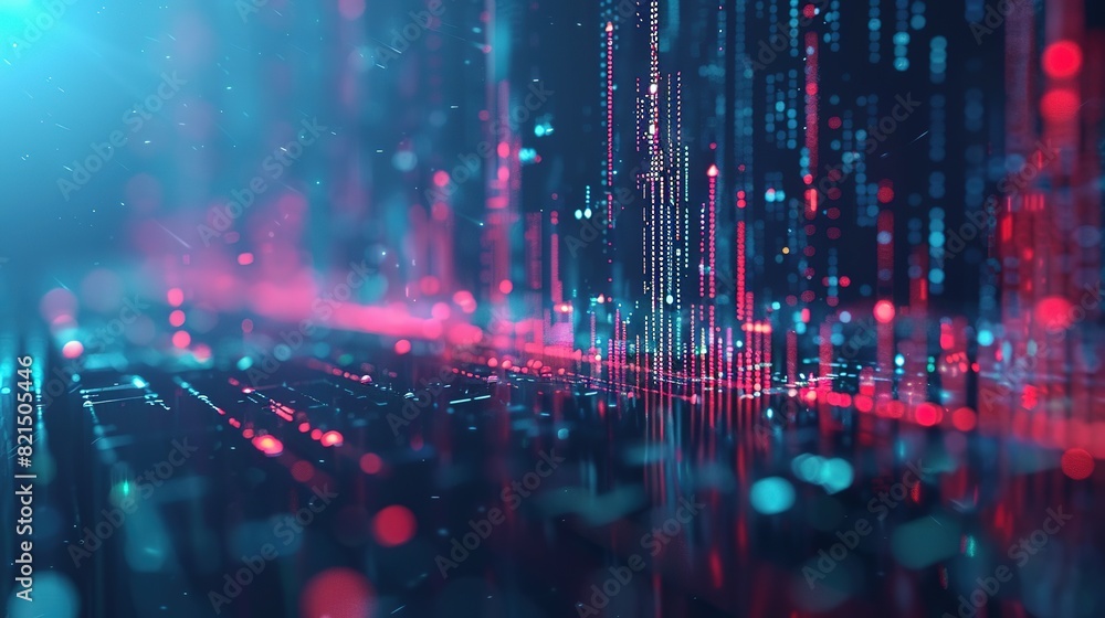 Fototapeta premium Abstract digital chart background with stock business graphs, statistics, and diagrams depicting data exchange in finance, economic trends, and trade.