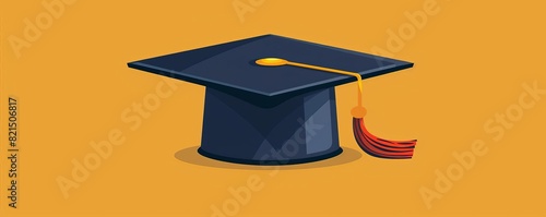 Graduation Hat flat design front view Idea cartoon drawing Triadic Color Scheme
