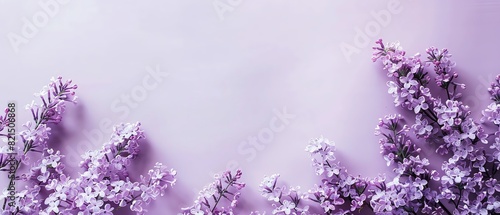 Beautiful purple lilac flowers on a soft lavender background  creating a serene and elegant floral arrangement for nature-themed designs.