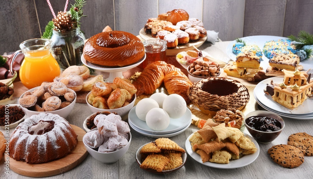 A table full of assorted desserts including donuts, cookies, and pastries A table full of assorted desserts including donuts, cookies, and pastries