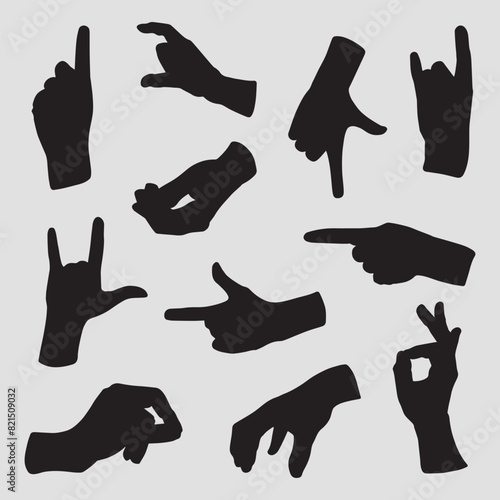 Poses de Manos siluetas vector 