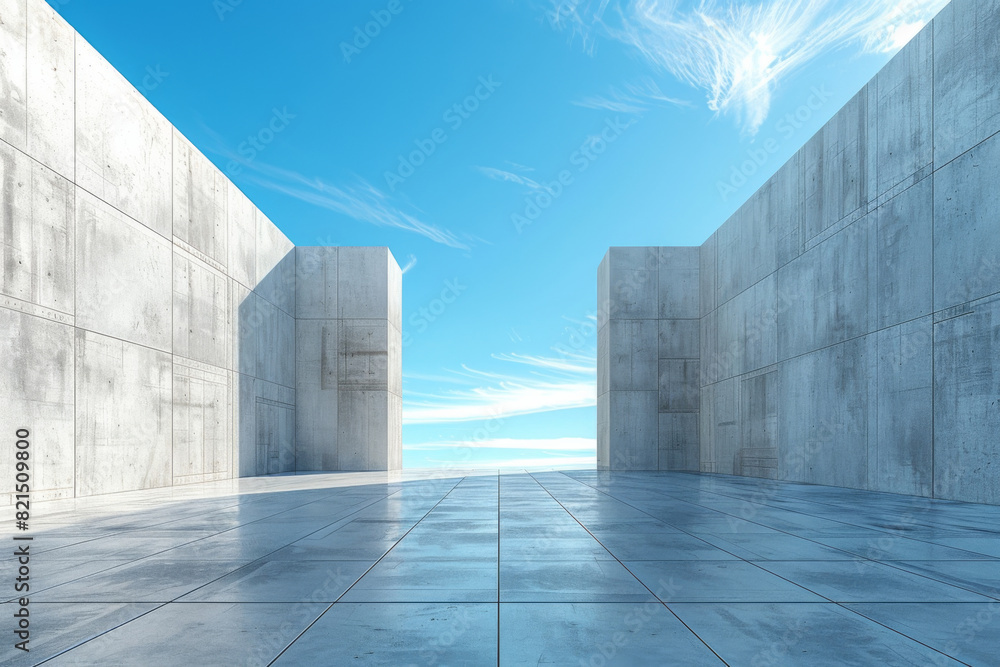 Fototapeta premium Concrete outdoor square building,Empty architectural background. 