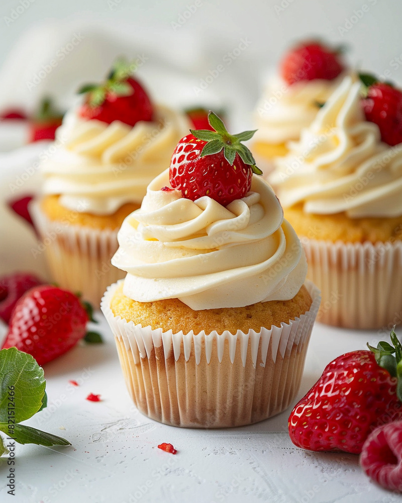 Cupcakes decorated with buttercream and fondant, dessert, baking Cupcakes decorated with buttercream and fondant, dessert, baking