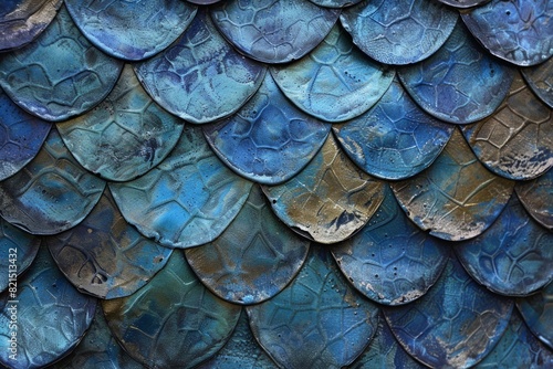 Wallpaper Mural Majestic blue and gold dragon with metallic texture. Fantasy creature concept Torontodigital.ca