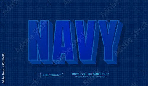 Design editable text effect, navy 3d bold