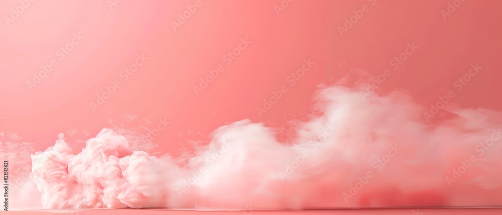 Vibrant pink smoke cloud against a matching background, creating a whimsical and dreamy atmosphere in this abstract conceptual image.