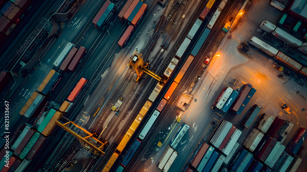 Obraz premium A cityscape with a lot of orange and red containers