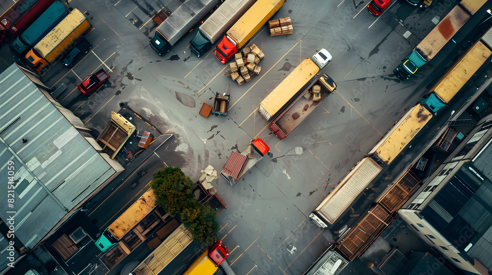 A large truck park with many trucks parked in a lot A large truck park with many trucks parked in a lot
