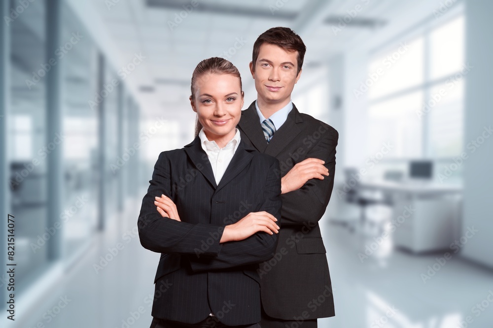 Portrait of happy business people in the office. Portrait of happy business people in the office.
