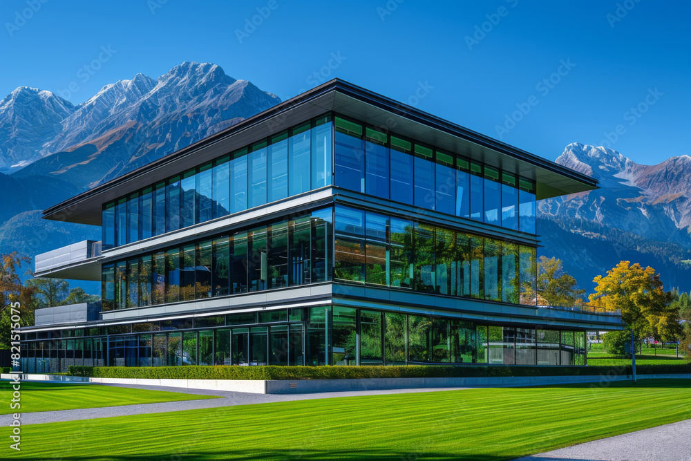 Modern Building on a blue sky backdrop.Modern concrete architecture.
Modern Building on a blue sky backdrop.Modern concrete architecture.