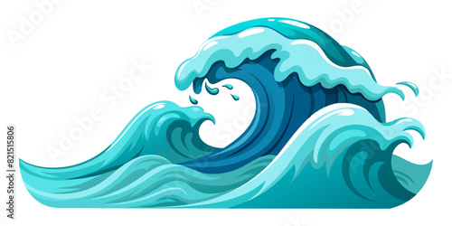 Sea wave, watercolor style on a white background. Vector illustration