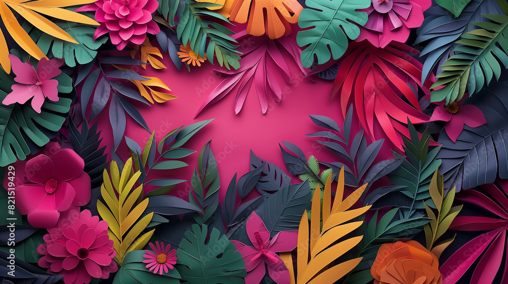 A colorful paper flower arrangement with a pink background. The flowers are in various colors and sizes, and they are arranged in a way that creates a sense of depth and movement A colorful paper flower arrangement with a pink background. The flowers are in various colors and sizes, and they are arranged in a way that creates a sense of depth and movement