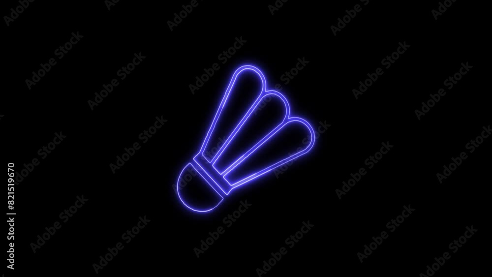 Glowing Neon Shuttlecock Badminton Outline Icon and Symbol Animation on Black Background, HD Video Glowing Neon Shuttlecock Badminton Outline Icon and Symbol Animation on Black Background, HD Video