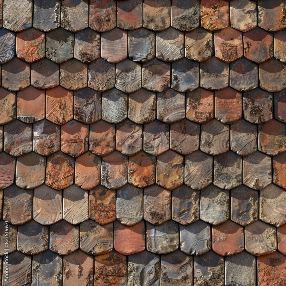 Stone roof showing extensive cracks and peeling paint. Weathered architecture concept Stone roof showing extensive cracks and peeling paint. Weathered architecture concept