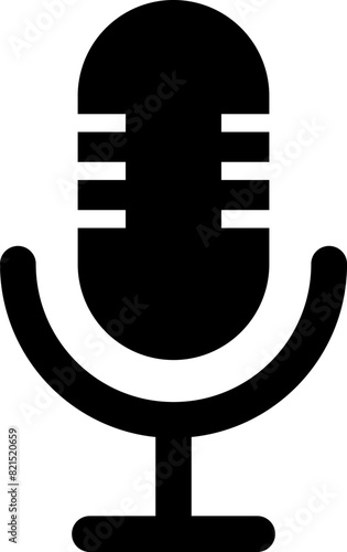 レトロなマイクのシンプルなシルエットアイコン