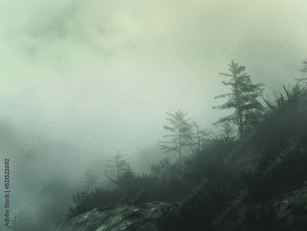 Mountain range under a foggy sky. Natural landscape concept