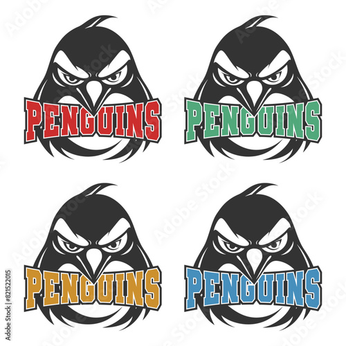 Penguin Illustration Clip Art Design Shape. Mascot Silhouette Icon Vector. photo