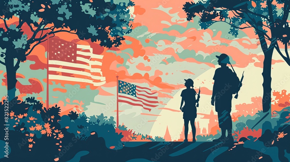 Fototapeta premium the 4th of july, independence day USA, the stars and stripes, US Army, 